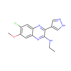 CCNc1nc2cc(OC)c(Cl)cc2nc1-c1cn[nH]c1 ZINC000115765231