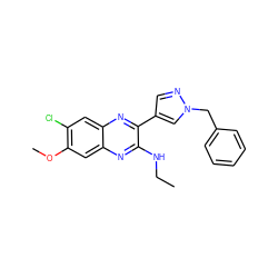 CCNc1nc2cc(OC)c(Cl)cc2nc1-c1cnn(Cc2ccccc2)c1 ZINC000115766090