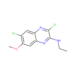 CCNc1nc2cc(OC)c(Cl)cc2nc1Cl ZINC000115765117