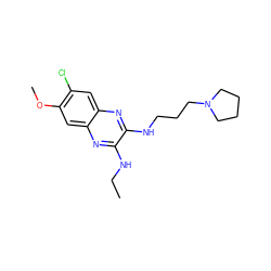 CCNc1nc2cc(OC)c(Cl)cc2nc1NCCCN1CCCC1 ZINC000115765949