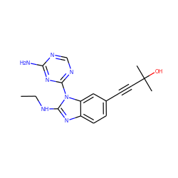 CCNc1nc2ccc(C#CC(C)(C)O)cc2n1-c1ncnc(N)n1 ZINC000098208221