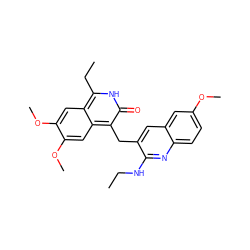 CCNc1nc2ccc(OC)cc2cc1Cc1c(=O)[nH]c(CC)c2cc(OC)c(OC)cc12 ZINC000205600790