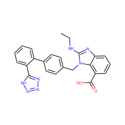 CCNc1nc2cccc(C(=O)O)c2n1Cc1ccc(-c2ccccc2-c2nnn[nH]2)cc1 ZINC000000603608