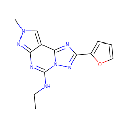 CCNc1nc2nn(C)cc2c2nc(-c3ccco3)nn12 ZINC000095578577