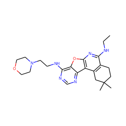 CCNc1nc2oc3c(NCCN4CCOCC4)ncnc3c2c2c1CCC(C)(C)C2 ZINC000043152219