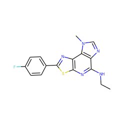 CCNc1nc2sc(-c3ccc(F)cc3)nc2c2c1ncn2C ZINC000040954423