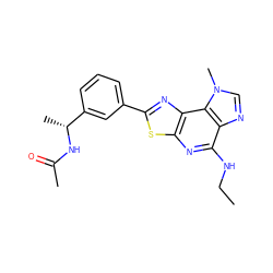 CCNc1nc2sc(-c3cccc([C@@H](C)NC(C)=O)c3)nc2c2c1ncn2C ZINC000066259229