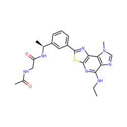 CCNc1nc2sc(-c3cccc([C@H](C)NC(=O)CNC(C)=O)c3)nc2c2c1ncn2C ZINC000066258809