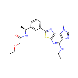 CCNc1nc2sc(-c3cccc([C@H](C)NC(=O)COCC)c3)nc2c2c1ncn2C ZINC000066258610