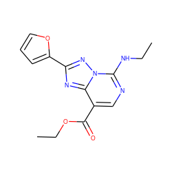 CCNc1ncc(C(=O)OCC)c2nc(-c3ccco3)nn12 ZINC000299835240