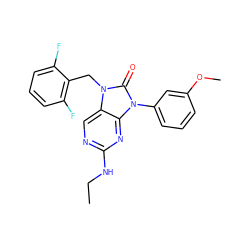 CCNc1ncc2c(n1)n(-c1cccc(OC)c1)c(=O)n2Cc1c(F)cccc1F ZINC000040423866