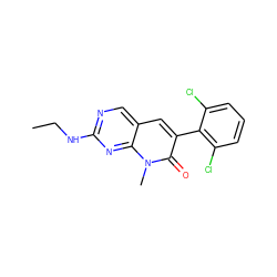 CCNc1ncc2cc(-c3c(Cl)cccc3Cl)c(=O)n(C)c2n1 ZINC000003815571