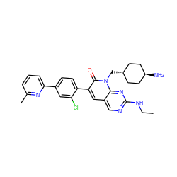 CCNc1ncc2cc(-c3ccc(-c4cccc(C)n4)cc3Cl)c(=O)n(C[C@H]3CC[C@H](N)CC3)c2n1 ZINC000653708044