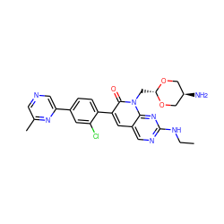 CCNc1ncc2cc(-c3ccc(-c4cncc(C)n4)cc3Cl)c(=O)n(C[C@H]3OC[C@H](N)CO3)c2n1 ZINC000653714976