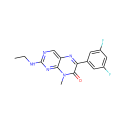 CCNc1ncc2nc(-c3cc(F)cc(F)c3)c(=O)n(C)c2n1 ZINC000004239046