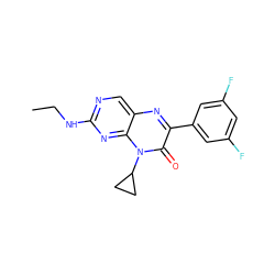 CCNc1ncc2nc(-c3cc(F)cc(F)c3)c(=O)n(C3CC3)c2n1 ZINC000004238960