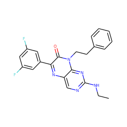 CCNc1ncc2nc(-c3cc(F)cc(F)c3)c(=O)n(CCc3ccccc3)c2n1 ZINC000004239011