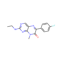 CCNc1ncc2nc(-c3ccc(F)cc3)c(=O)n(C)c2n1 ZINC000004239192