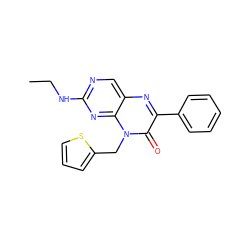 CCNc1ncc2nc(-c3ccccc3)c(=O)n(Cc3cccs3)c2n1 ZINC000004238750