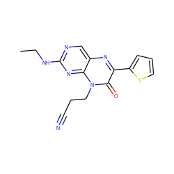 CCNc1ncc2nc(-c3cccs3)c(=O)n(CCC#N)c2n1 ZINC000004239054