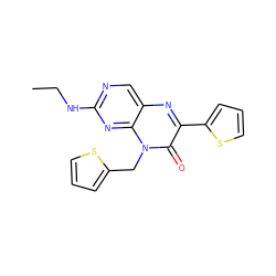 CCNc1ncc2nc(-c3cccs3)c(=O)n(Cc3cccs3)c2n1 ZINC000004239074