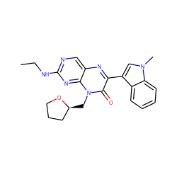 CCNc1ncc2nc(-c3cn(C)c4ccccc34)c(=O)n(C[C@H]3CCCO3)c2n1 ZINC000004239105