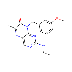 CCNc1ncc2nc(C)c(=O)n(Cc3cccc(OC)c3)c2n1 ZINC000004238399