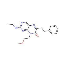 CCNc1ncc2nc(CCc3ccccc3)c(=O)n(CCOC)c2n1 ZINC000004238451