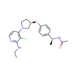 CCNc1nccc(N2CC[C@@H](Oc3ccc([C@H](C)NC(C)=O)cc3)C2)c1F ZINC000169709352