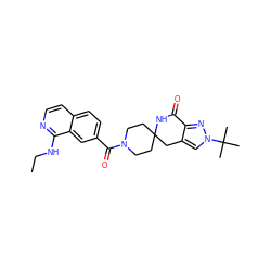 CCNc1nccc2ccc(C(=O)N3CCC4(CC3)Cc3cn(C(C)(C)C)nc3C(=O)N4)cc12 ZINC000167330595