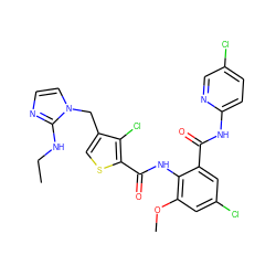 CCNc1nccn1Cc1csc(C(=O)Nc2c(OC)cc(Cl)cc2C(=O)Nc2ccc(Cl)cn2)c1Cl ZINC000014963215