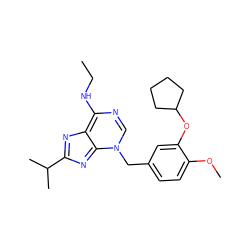 CCNc1ncn(Cc2ccc(OC)c(OC3CCCC3)c2)c2nc(C(C)C)nc1-2 ZINC000100389536