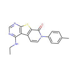 CCNc1ncnc2sc3c(=O)n(-c4ccc(C)cc4)ccc3c12 ZINC000035285463