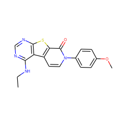 CCNc1ncnc2sc3c(=O)n(-c4ccc(OC)cc4)ccc3c12 ZINC000035280326