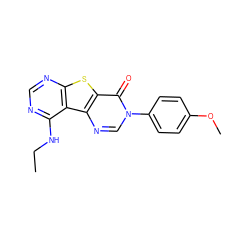 CCNc1ncnc2sc3c(=O)n(-c4ccc(OC)cc4)cnc3c12 ZINC000095560974