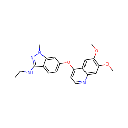 CCNc1nn(C)c2cc(Oc3ccnc4cc(OC)c(OC)cc34)ccc12 ZINC000040835615