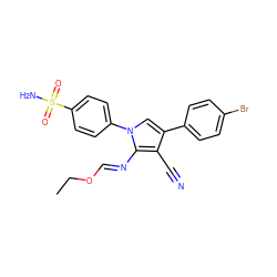 CCO/C=N/c1c(C#N)c(-c2ccc(Br)cc2)cn1-c1ccc(S(N)(=O)=O)cc1 ZINC000169330461