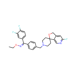 CCO/N=C(/c1ccc(CN2CCC3(CC2)OCc2cc(F)ncc23)cc1)c1ccc(F)c(F)c1 ZINC000045259939