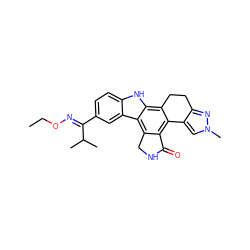 CCO/N=C(/c1ccc2[nH]c3c4c(c5c(c3c2c1)CNC5=O)-c1cn(C)nc1CC4)C(C)C ZINC000029041258