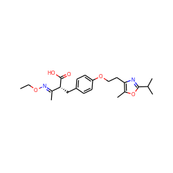 CCO/N=C(\C)[C@@H](Cc1ccc(OCCc2nc(C(C)C)oc2C)cc1)C(=O)O ZINC000028702664