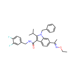 CCO/N=C(\C)c1ccc2c(C(=O)NCc3ccc(F)c(F)c3)c(C(C)C)n(Cc3ccccc3)c2c1 ZINC000096172240