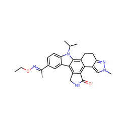 CCO/N=C(\C)c1ccc2c(c1)c1c3c(c4c(c1n2C(C)C)CCc1nn(C)cc1-4)C(=O)NC3 ZINC000029041285