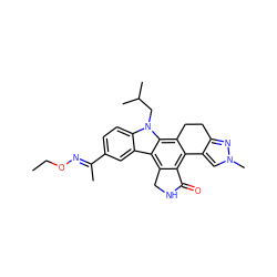 CCO/N=C(\C)c1ccc2c(c1)c1c3c(c4c(c1n2CC(C)C)CCc1nn(C)cc1-4)C(=O)NC3 ZINC000029041279