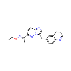 CCO/N=C(\C)c1ccc2ncc(Cc3ccc4ncccc4c3)n2n1 ZINC000096170305