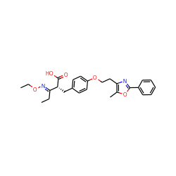 CCO/N=C(\CC)[C@@H](Cc1ccc(OCCc2nc(-c3ccccc3)oc2C)cc1)C(=O)O ZINC000028702577