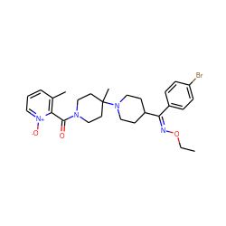 CCO/N=C(\c1ccc(Br)cc1)C1CCN(C2(C)CCN(C(=O)c3c(C)ccc[n+]3[O-])CC2)CC1 ZINC000026848832