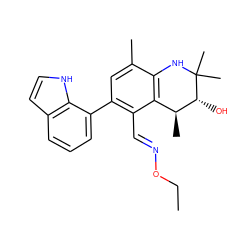 CCO/N=C/c1c(-c2cccc3cc[nH]c23)cc(C)c2c1[C@H](C)[C@@H](O)C(C)(C)N2 ZINC000066077743