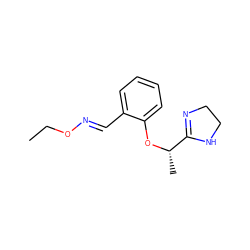 CCO/N=C/c1ccccc1O[C@@H](C)C1=NCCN1 ZINC000045506718