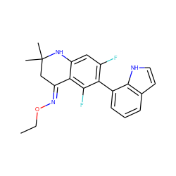 CCO/N=C1\CC(C)(C)Nc2cc(F)c(-c3cccc4cc[nH]c34)c(F)c21 ZINC000071296562