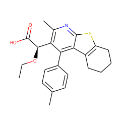 CCO[C@@H](C(=O)O)c1c(C)nc2sc3c(c2c1-c1ccc(C)cc1)CCCC3 ZINC000113123301